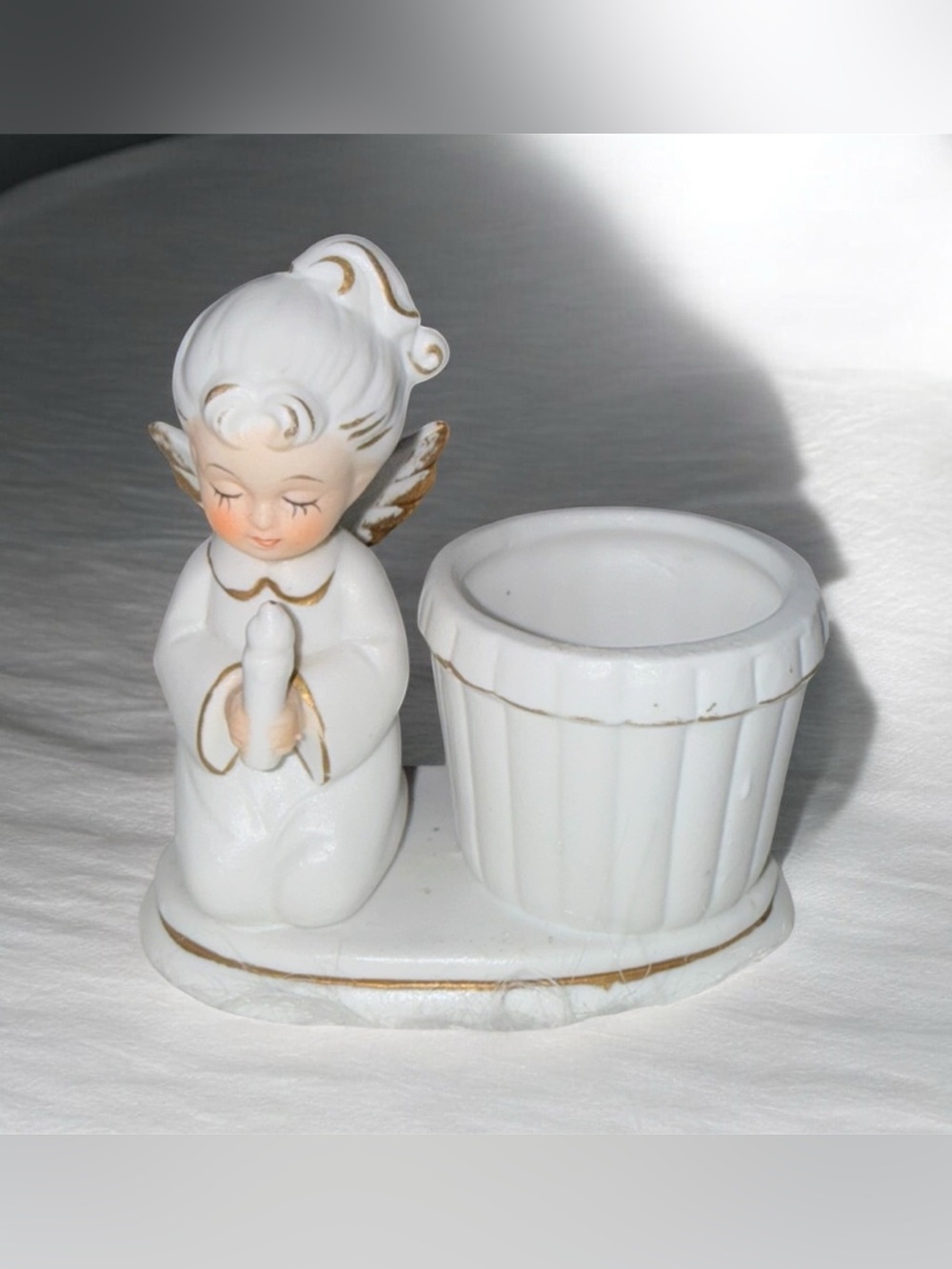 Vintage Josef Originals Japan ceramic praying angel girl figurine planter, 4.25”